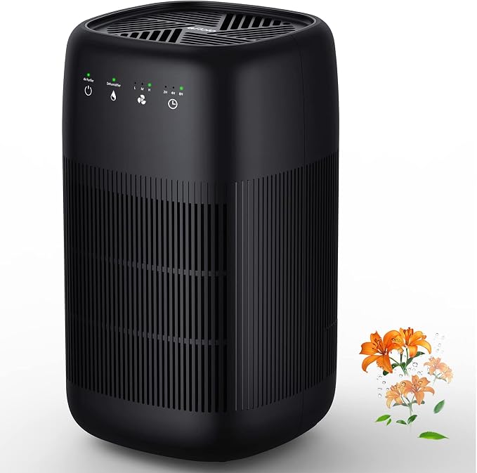 Afloia Air Purifier and Dehumidifier in 1, Air Purifier with Efficient Filter, Small Dehumidifier Combined with Air Cleaner, Remove Pet Odors Dust Smoke for Home, Bedroom, Bathroom