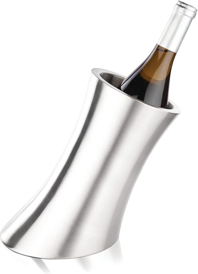 Viski Convex Wine Chiller, Double Wall Wine Cooler, Single Bottle Wine Chillers for Bottles, Stainless Steel Drink Cooler Set of 1