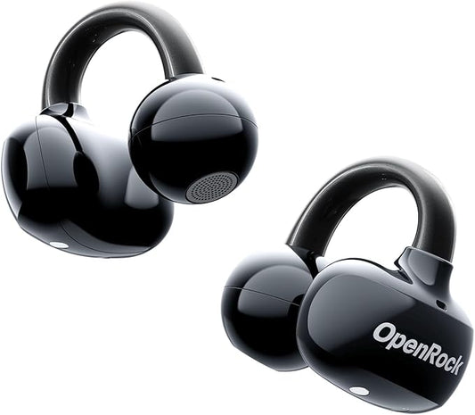 E Open Ear Headphones - Clip On Earbuds - 4G Lightweight Comfort - Bluetooth 6.0 - Powerful Bass Sound - 28 Hours of Playtime - AI Clear Call - IPX4 Waterproof - Wireless Over Ear Earbuds