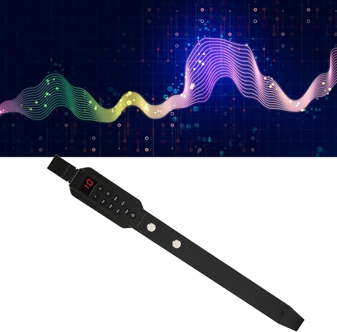 Mini Digital Wind Instrument, USB MIDI Electronic Saxophone with Removable Nozzle, Rechargeable Battery, 10 Tones & 12 Accompaniments - Black