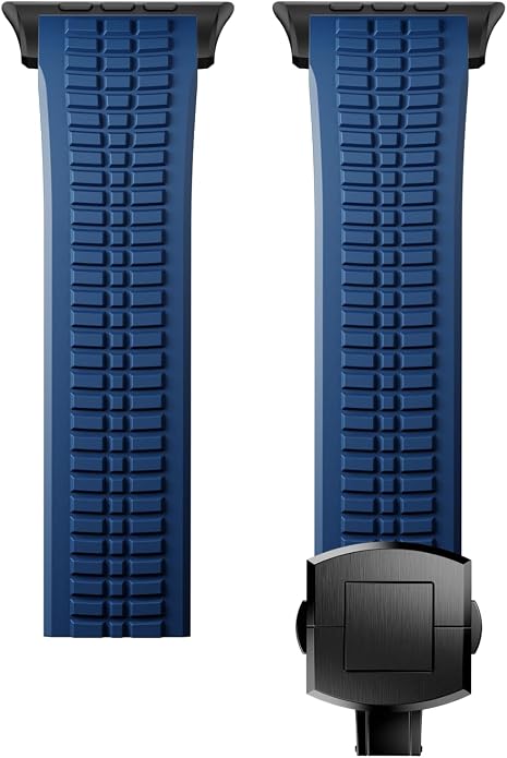 Silicone Watch Band Compatible with iWatch Ultra 2 / Ultra/Series 10 9 8 7 (44mm 45mm 46mm 49mm), Sport bands with Folding buckle, Rugged Heavy Duty Modern Design for Men