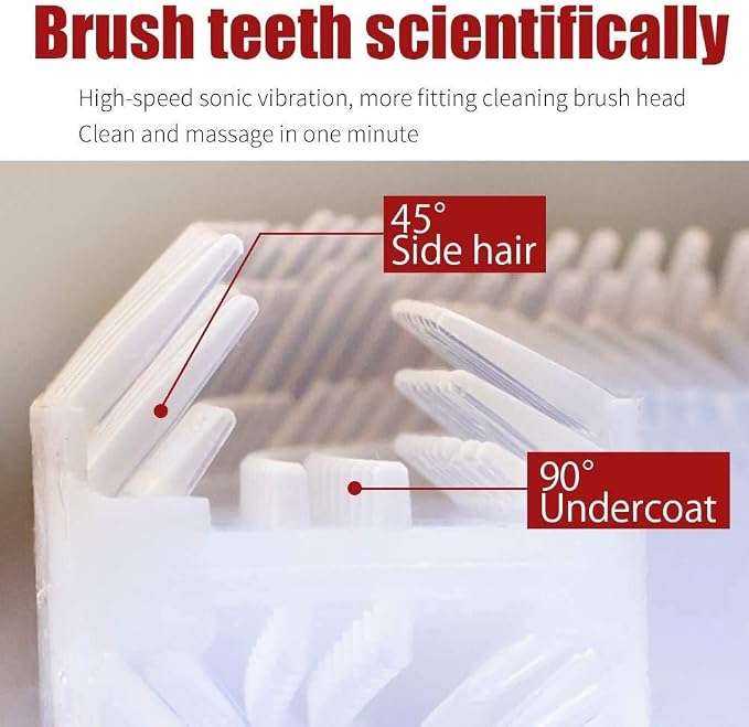 Automatic Ultrasonic Toothbrush,Electric Ultrasonic Toothbrush for Adults 360° Electric Toothbrush 30'' Automatic Timer Wireless Charging Washable Travel Home Dual-use (Black)