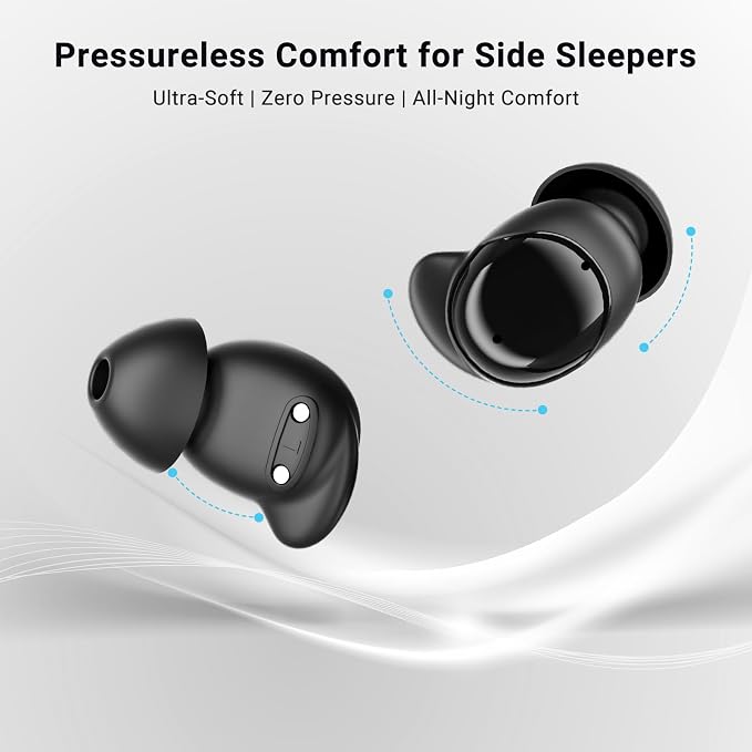 T33 Sleep Earbuds, Bluetooth 6.0 Noise Cancelling Sleep Headphones for Side Sleepers, ANC Up to 98%, Sleep Mode, 48H Playtime, Small Earbuds Comfort Fit for Sleeping, Travel, Work, Gold