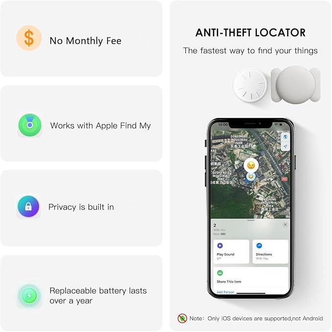 GPS Tracking Devices, 1PCS Tracker Device for Vehicles Work with Find My (iOS Only), Car Tracker Device Hidden with Magnetic Case, No Monthly Fee, GPS Tracker for Vehicles (White)