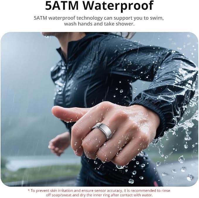 COLMI R02 Smart Ring, Smart Ring for Women and Men, No Subscription Fee, with a Charging Case, Supports Heart Rate, Blood Oxygen, Sleep Health Monitoring. (Silver, 11#)