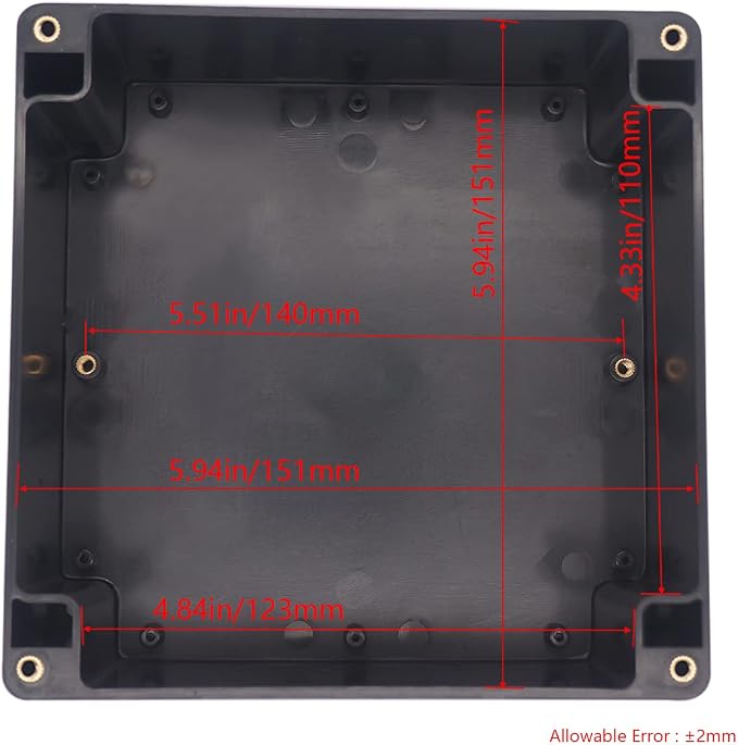 Project Box IP65 Waterproof Junction Box ABS Plastic Black Electrical Boxes DIY Electronic Project Case Power Enclosure 6.3x6.3x3.54 inch (160x160x90 mm)