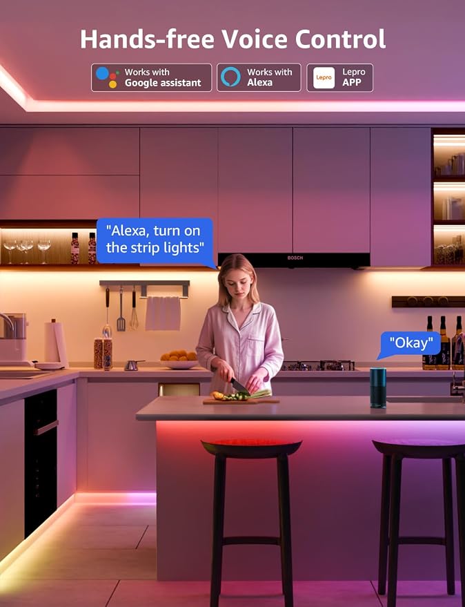 Lepro S2 AI Smart LED Strip Lights - 32.8ft RGBCW Light Strips with 2700K-5700K Tunable Warm White, Color Segment DIY, Personalized Al Lighting Designer, APP Control(No Remote), 2.4G Wi-Fi & Bluetooth