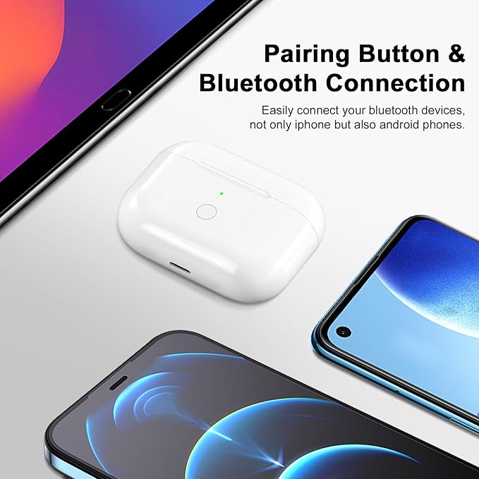 Wireless Charging Case Replacement Compatible with AirPod Pro 1st & 2nd Generation, Air Pod Pro 1 2 Charger Case with Bluetooth Pairing Sync Button