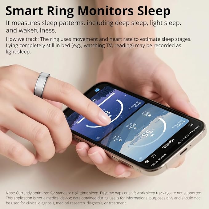 COLMI R10 Smart Ring, Smart Health Ring for Women, Features Heart Rate, Blood Oxygen, Pedometer, and Fitness Tracker, Smart Ring Womens, No Subscription Fee. (Silver, 11#)