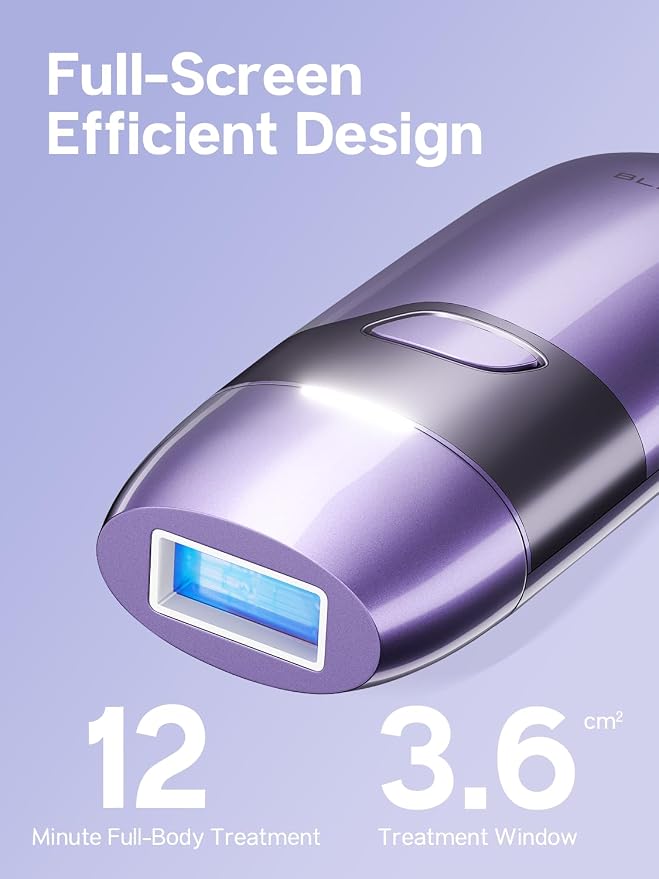 Blex Mini Laser Hair Removal for Women and Men, IPL Laser Hair Removal Device, 201g Mini-Sized Design, 2 in 1 with Skin Rejuvenation, Painless at-Home Hair Remover, Purple