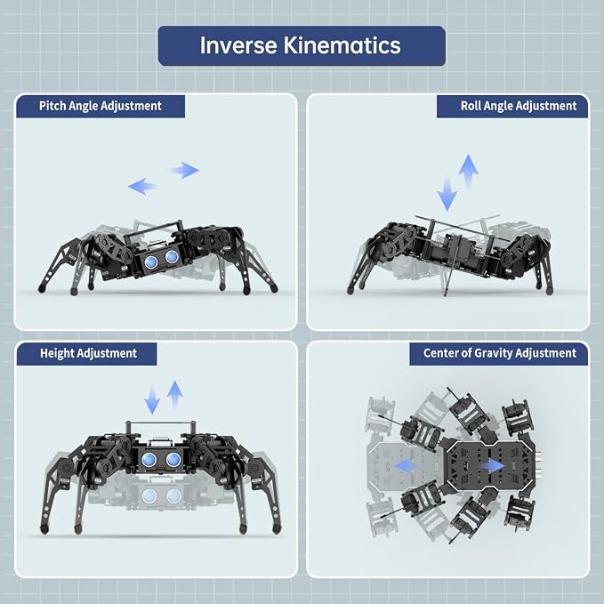 18DOF Hexapod Robot for Arduino Programming, Spider Walking Crawling Self-Balancing AI Vision Voice Control Obstacle Avoidance, STEM Education Open Source Robot with Tutorials, miniHexa Advanced Kit