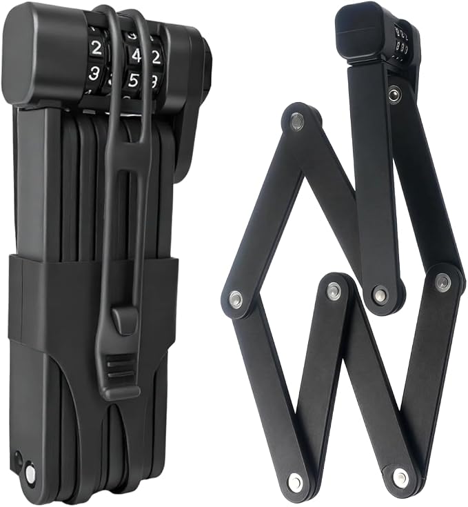 Bike Chain Lock, Combination Folding Bike Lock for Key-Free Convenience, Heavy Duty Bicycle Lock with Adjustable Secure Links for E-Bike, Scooter and Electric Scooter, Easy to Carry & Use