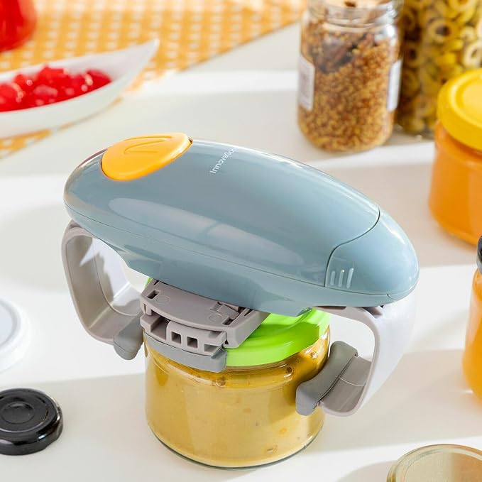 InnovaGoods® Lloucan Electric Jar Opener, Can Opener Kitchen Accessory, Automatic Can Opener for New Sealed Jars, Hands Free Can Opener Less Effort to Open (Grey)
