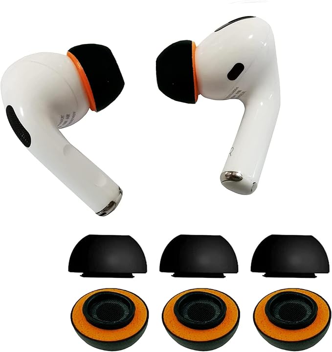 KASOTT Upgraded Memory Foam&Silicone Hybrid Ear Tips for AirPods Pro 1st & 2nd Gen,Ultra-Comfort,Anti-Slip Eartips,Perfect Noise Reduction,Fit in The Charging Case,3 Pairs (Black,Large)