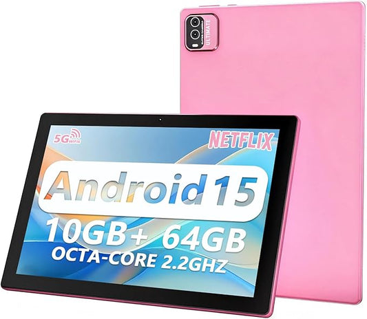 YQSAVIOR Tablet,10.1" Android Tablet with MTK Octa-core Processor 10GB （4GB+6GB Expand） RAM 64GB ROM+1TB Expandable Computer Tablets PC, IPS 1280 * 800 Screen, 2+8MP Dual Camera, WiFi, BT, Pink