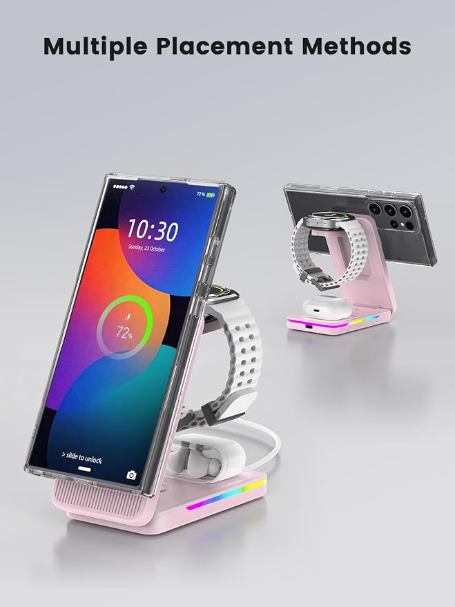 Magnetic Wireless Charger for Samsung Galaxy S26 Ultra, 3 in 1 Wireless Charging Station for Samsung Watch 8, Travel Foldable MagSafe Charger Stand for Android S25 Ultra/Z Fold/Z Flip 7, Buds 4 Pro