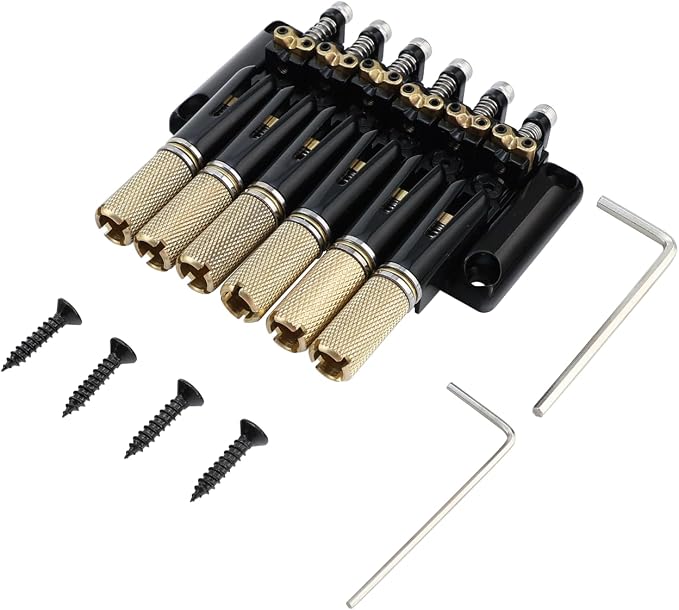 10.5mm Headless Electric Guitar Bridge Black Headless Bass Guitar Bridge Brass Saddles Zinc Alloy Plate Electric Guitar Bridge 6 String Headless Guitar Bridge Fixed