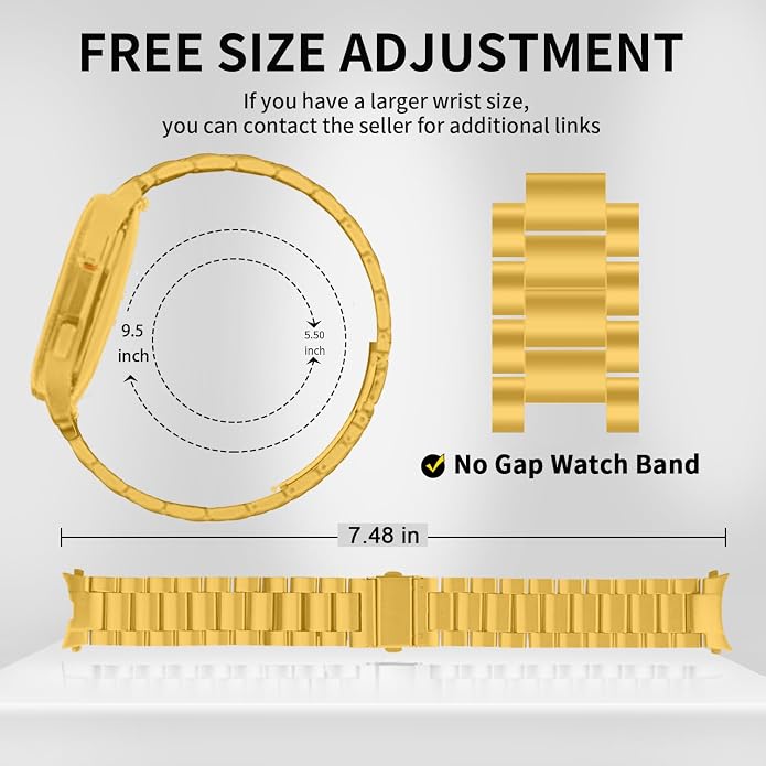 GOLDTOLUCK No Gap Stainless Steel Band Compatible with Samsung Galaxy Watch 8 7 6 5 4 Classic FE Pro Ultra 40mm 44mm 46mm 43mm 47mm 45mm 42mm Replacement Men Women Milanese Metal Elegant Casual