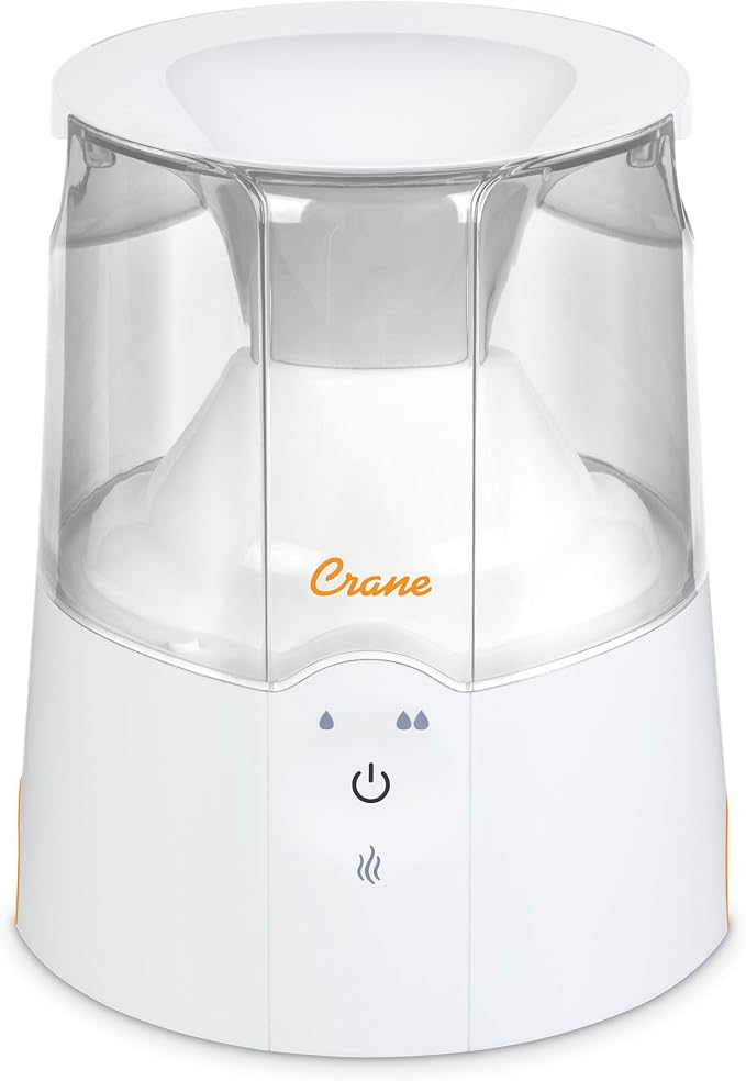 Crane Warm Mist Humidifier, Warm Mist Humidifiers For Bedroom, 1.9L Tank, Vaporizer For Congestion, Steam Humidifier, Humidifiers For Bedroom Warm Mist, Bedside Humidifier, Vapor Pad Included