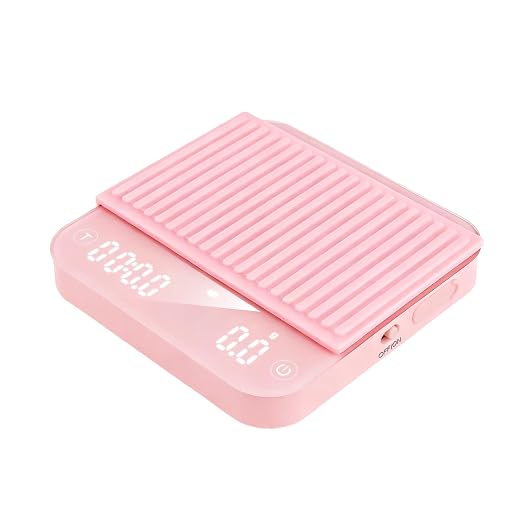 ShanSon Mini Coffee Scale with Timer,0.1g High Precision Espresso Scale,2kg/0.1g Digital Kitchen Scale with Flow Rate,USB-C Rechargeable,Waterproof Surface,Auto Timer for Pour Over & Espresso,Pink