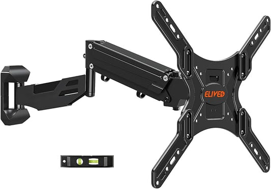 ELIVED Height Adjustable TV Wall Mount for Most 26-55 Inch tv, Spring Arm Full Motion Swivel Tilt Articulating TV Mount Bracket, Max VESA 400x400mm, Support 11-66 lbs, Matte Black.