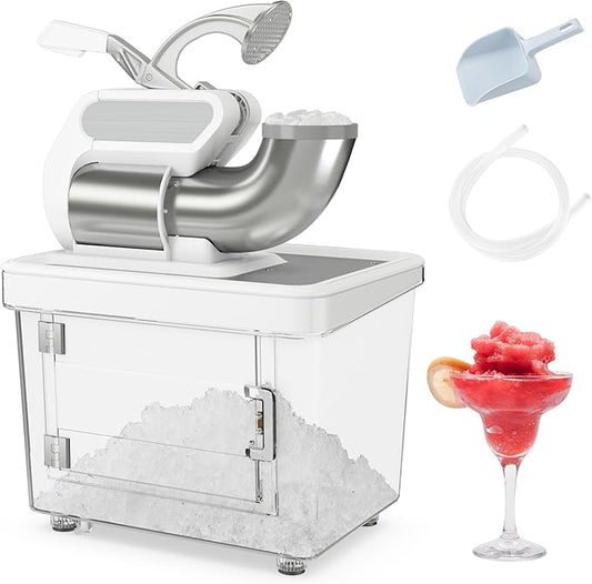 COSTWAY Electric Ice Crusher, 660 LBS/H Snow Cone Machine with Dual Blades, 300W ETL Approved Shaved Ice Machine for Home Parties, Restaurants and Bars (White)