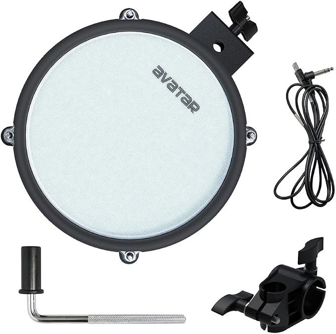 Mesh Electronic Snare/Tom Drum for Expansion/Backup, 8 Inch Dual-zone Drum Pad With Clamp, L Rod, 6.5ft Cable, Fits Most Electric Drum Set
