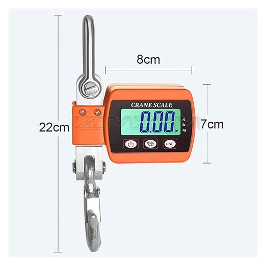 300KG/500KG Digital Crane Scale Portable Hanging Heavy Duty LCD Backlight Industrial Hook Scales Unit Change(Blue,300KG)
