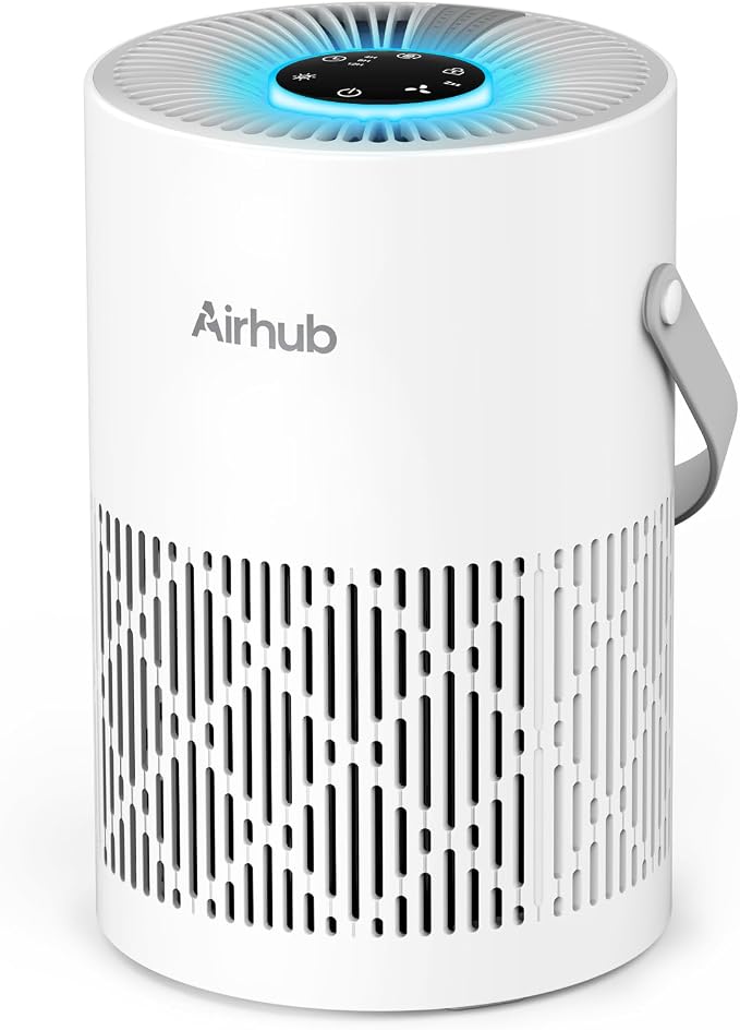 Air Purifier for Bedroom Home, Covers Up to 880 Ft², True HEPA Quiet 3-in-1 Air Purifiers Filter, 20dB Sleep Mode, Air Cleaner, 360° Intake, Remove Dust, Smoke, Pet Dander & Odors, White