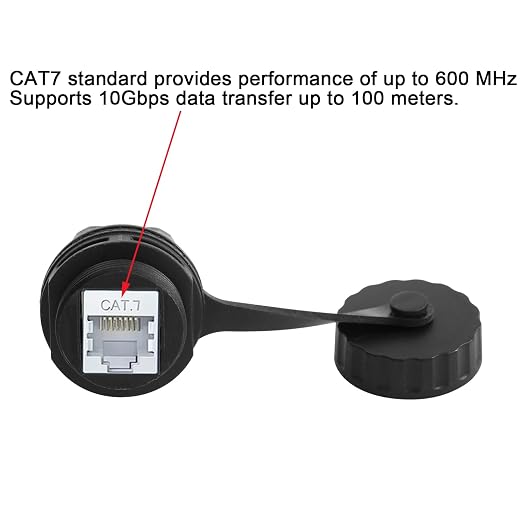5PCS 10Gbps CAT7 Panel Mounting Shielded RJ45 Waterproof Connector M25 IP68 Cat5/5e/6/7 8P8C Ethernet LAN Cable Coupler Female to Female Outdoor Network Adapter with Cap