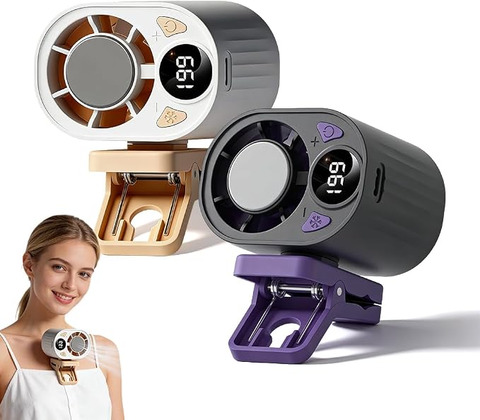 2026 Car Clip On Air Conditioner Fan, Portable Clip-On Fan, Mini USB Rechargeable Rotatable Fan, 3-Speed Silent Mini Bladeless Fans (White + Black)