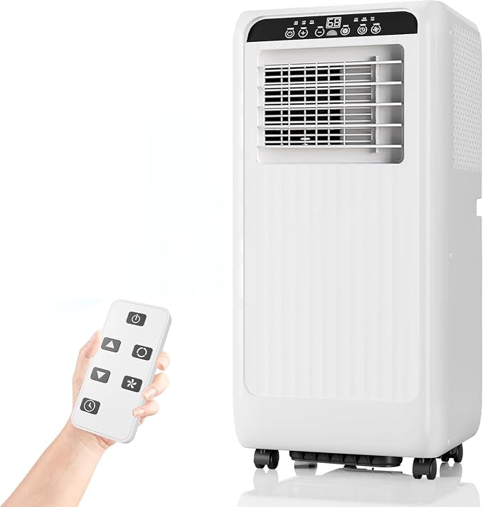 8000BTU Portable Air Conditioners, 3-in-1 Remote Control AC with 24-Hour Timer, Sleep Mode, Cooling, Dehumidifier and Fan, Cools Up to 350 Sq. Ft., Bedroom/Office, Black