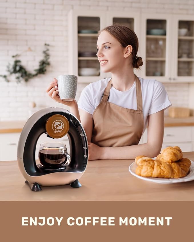 i Cafilas Single Serve Coffee Maker,Fast Heat in 20s,2-in-1 Coffee Machines Compatible with K-Cup Pods&Ground Coffee,Compact Coffee for Small Spaces, Brew in 2 mins,Dark Gery Coffee maker