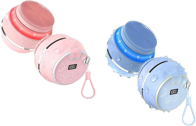 2Pack Face Cleansing Brush Pink and Blue, Waterproof Silicone Facial Cleansing Brush for Women and Men