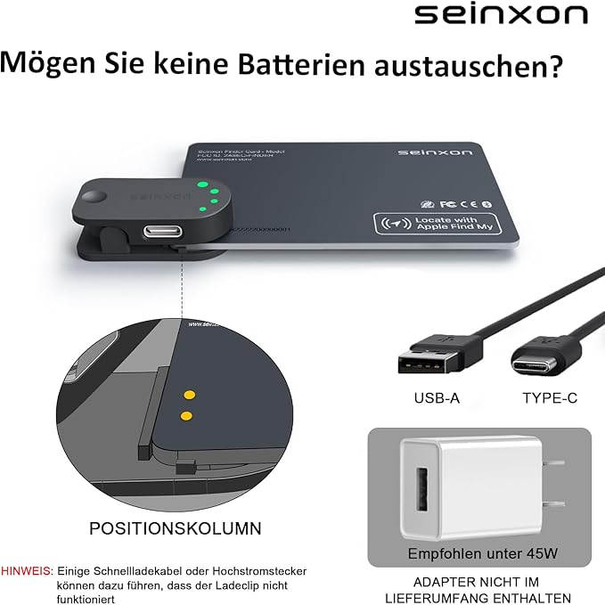 Wallet Tracker RFID Blocking Card & Mini Keychain Tag Item Finder with Recharge Clip Works with Apple Find My (iOS Only)