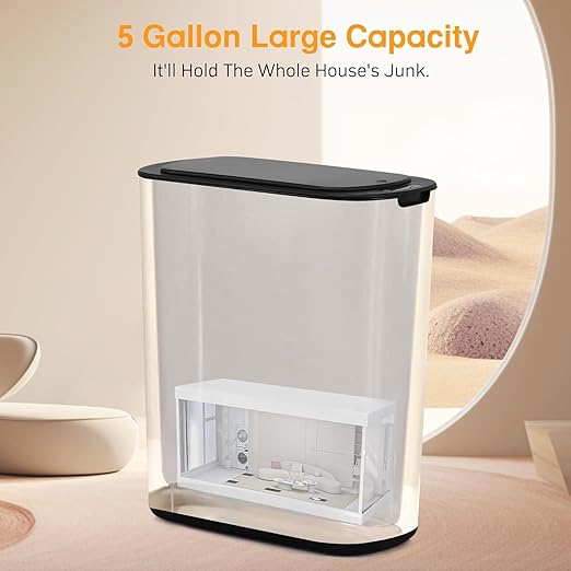 Bathroom Trash Can with Lid 5 Gallon White Motion Senor Touchless Automatic Garbage Cans for Kitchen,Bedroom, Office, Living Room