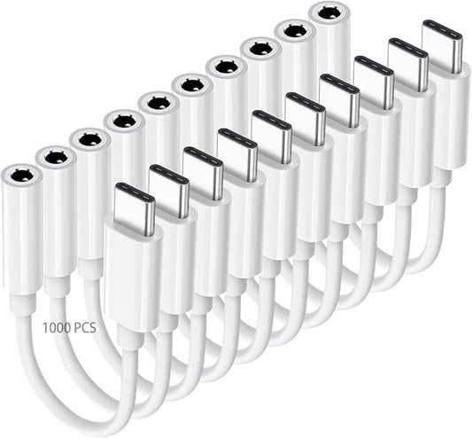USB C to 3.5mm Headphone Jack Adapter for iPhone17/ iPhone 16/16 Pro/15/15 Pro/Pro Max/Plus, Type C Aux Audio Dongle Cable Cord Compatible with iPad, Samsung Galaxy S23/S23/S22/S21, MacBook（1000 Pack）