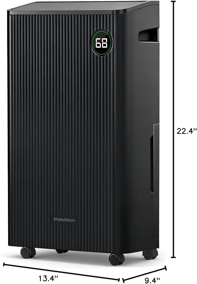 PHILODECO 4500 Sq.Ft Dehumidifier with Drain Hose Max 80 Pint, for Basement, Bathroom, Bedroom, Automatic Defrosting, Intelligent Humidity Control with 24HR Timer, Smart Quiet Dehumidifiers, Black