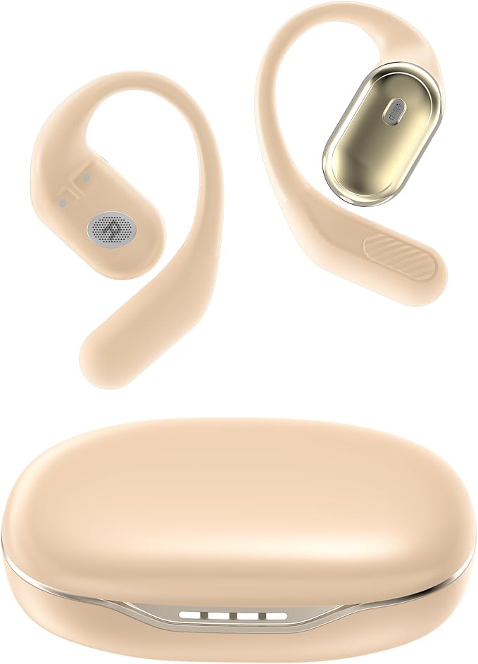 Open Ear Headphones, Over Ear Earbuds with Ear Hooks, True Wireless Bluetooth 6.0 Earphones with Mics, Stereo Sound, Ultra-Comfort, 60H Playtime, IPX7 Waterproof Ear Buds for Running Workout