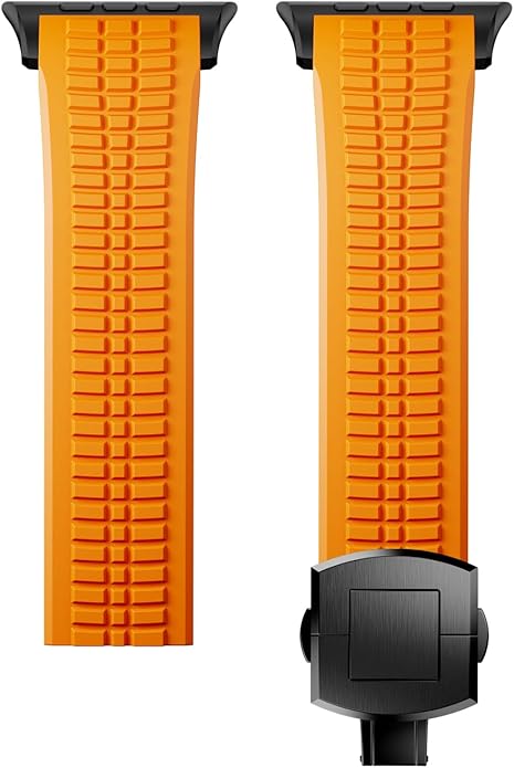 Silicone Watch Band Compatible with iWatch Ultra 2 / Ultra/Series 10 9 8 7 (44mm 45mm 46mm 49mm), Sport bands with Folding buckle, Rugged Heavy Duty Modern Design for Men
