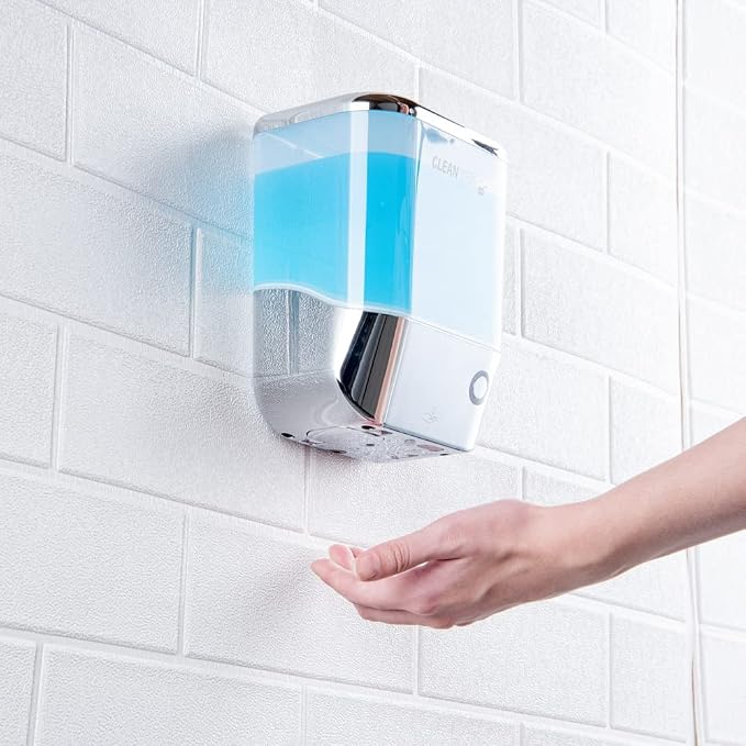 Restaurantware Clean Tek Professional 34 Ounce Automated Soap Dispenser 1 Touchless Wall-Mountable Soap Dispenser - With Security Key Silver Plastic Soap Dispenser Transparent For Liquid Soap