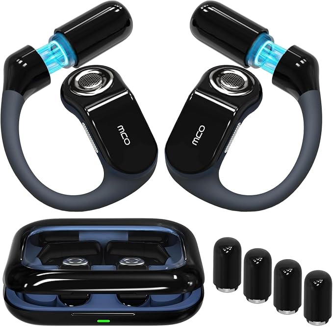 OJW Open Ear Headphones Bluetooth 5.4, Wireless Earbuds with Replaceable Battery & 96H Playtime, IPX7 Waterproof Sports Earphones with ENC Mic for Running Cycling Workout Office Travel