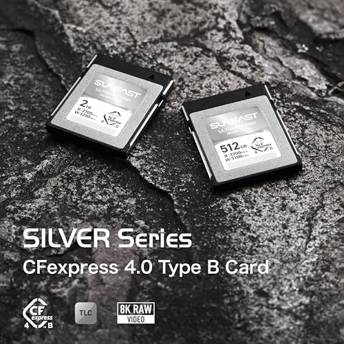 SUNEAST Ultimate PRO Silver Series CFexpress 4.0 Type B 1TB Memory Card, Up to 3700MB/s Read, 3200MB/s Write, TLC 8K Video Card for Professional Cameras, XQD-Compatible, High-Speed CFexpress B