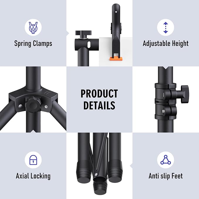 Backdrop Stand Kit - 6 Widths, 10x10ft Adjustable Background Stand for Parties & Studio Photography