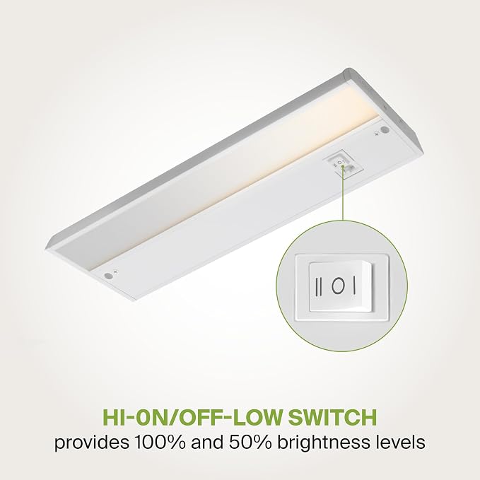 ASD LED Under Cabinet Lighting Plug in or Hardwired 12 Inch, Dimmable Under Cabinet Lights with High/Low/Off Switch, 3CCT 2700K-4000K, Linkable Under Counter Lights for Kitchen, ETL Listed, White