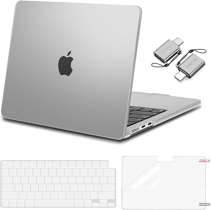MOSISO Compatible with MacBook Air 13 inch Case M5 2026 M4 2025 M3 M2 2024-2022 A3449 A3240 A3113 A2681, Hard Shell&Keyboard Cover&Screen Film&Type C for MacBook Air 13.6 inch Case, Frost
