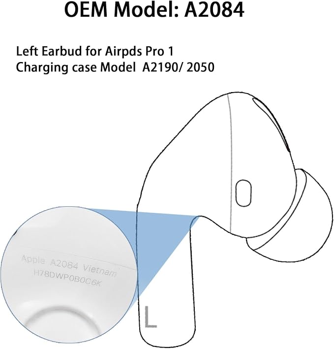 Orignal OEM Single Earbud for Left Apple Airpods Pro 1st Gen Earbud,Left Ear Side Only(A2084)