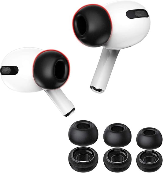 Premium Memory Foam Tips for AirPods Pro 1st&2nd Gen. No Silicone Eartips Pain. Anti-Slip Eartips. Fit in The Charging Case, 3 Pairs (Assorted Small/Medium/Large)