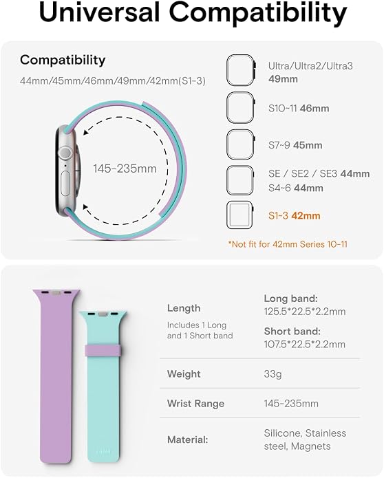 MOFT Snap Duo Watch Bands Compatible with Apple Watch, Quick Magnetic Wear, Duo-Color Design & Soft Silicone, iWatch Bands for Ultra 3/2/1, Series 11/10/9/8/7/SE/6/5/4/3/2/1, 38/40/41/42/44/45/46/49mm