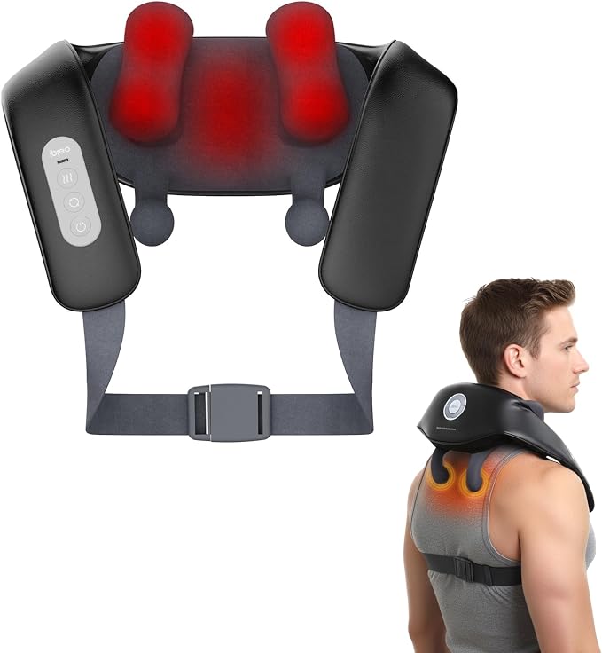 Shiatsu Neck and Back Massagers with Heat, 150 Mins Uses, 4 Modes & Adjustable Massage Head, Electric 3D Deep Tissue Kneading for Shoulder, Leg, Muscle Soreness, Pain Relief, Relaxation for Women, Men